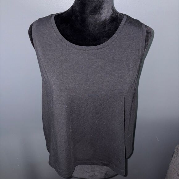 Nordstrom Zella Cropped Athletic Tank Top Womens Large Black - Picture 2 of 9